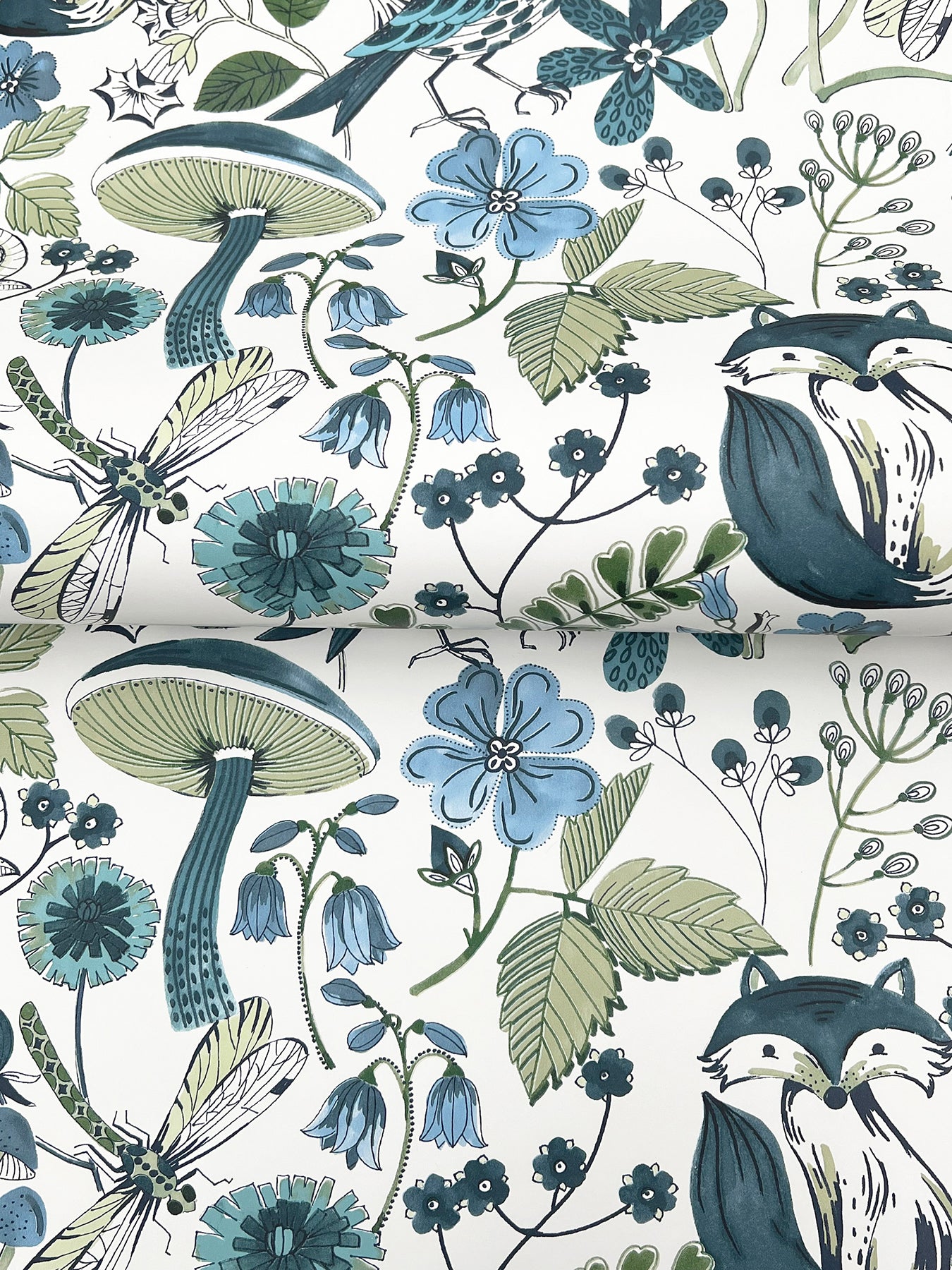 Wonder Teal Woodland Animals Wallpaper