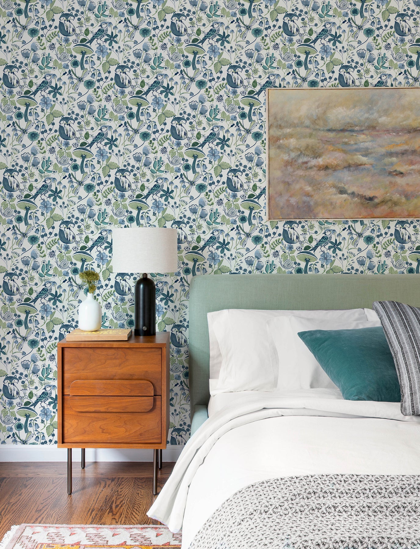Wonder Teal Woodland Animals Wallpaper