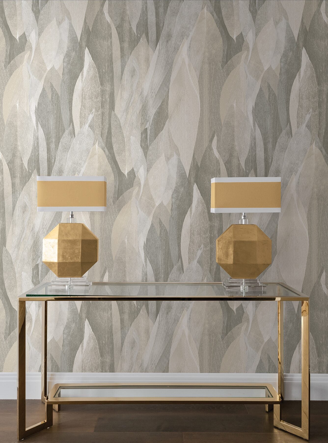 Shimmering Canopy Neutral Botanical Wallpaper