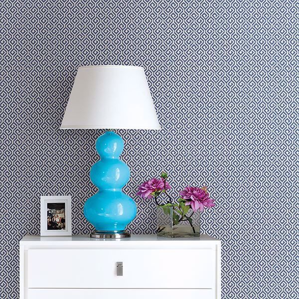 Sete Denim Greek Key Wallpaper