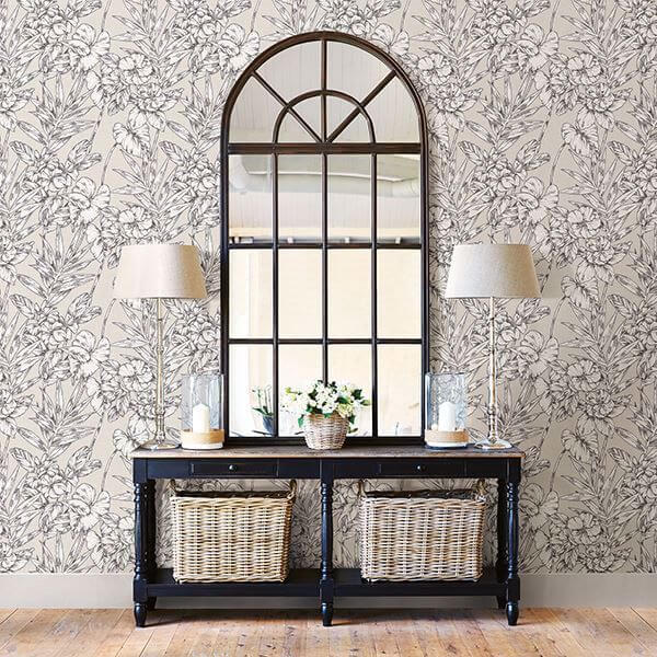 Fiji Beige Floral Wallpaper