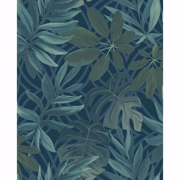 Nocturnum Blue Leaf Wallpaper
