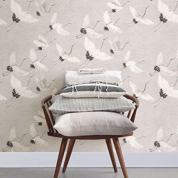 Windsong Grey Crane Wallpaper