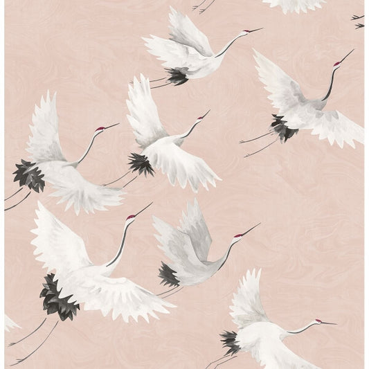 Windsong Pink Crane Wallpaper