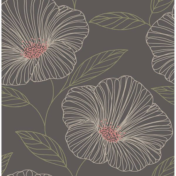 Mythic Grey Floral Wallpaper