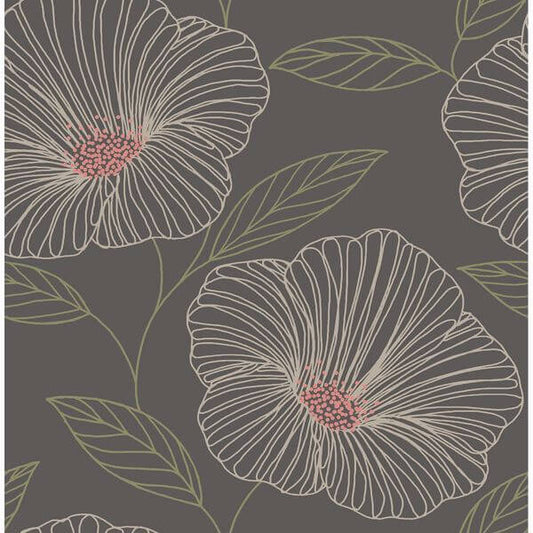 Mythic Grey Floral Wallpaper