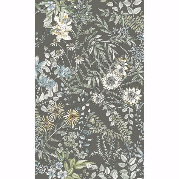 Full Bloom Taupe Floral Wallpaper