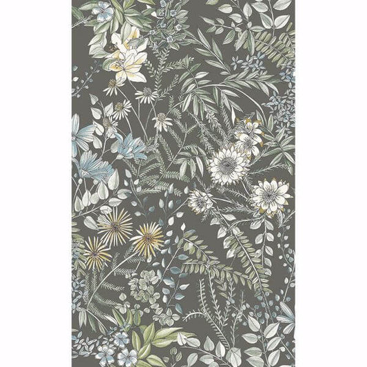 Full Bloom Taupe Floral Wallpaper
