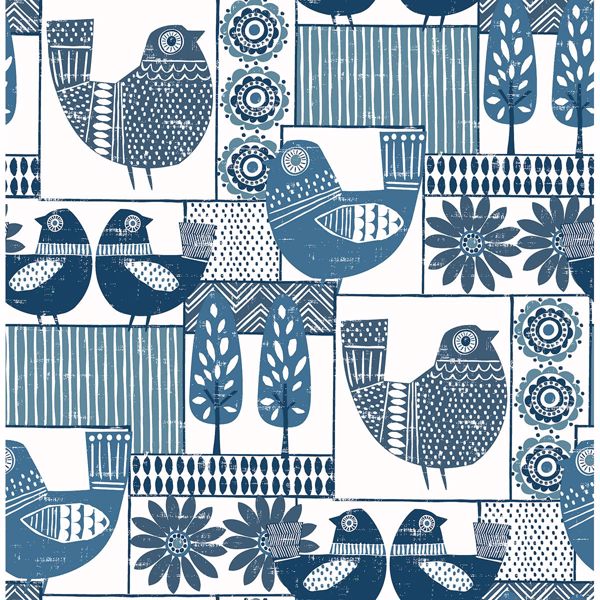 Hennika Blue Patchwork Wallpaper