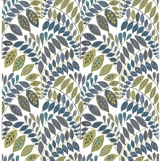 Fiddlehead Green Botanical Wallpaper
