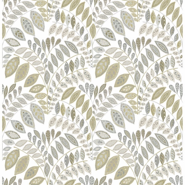 Fiddlehead Grey Botanical Wallpaper