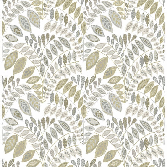 Fiddlehead Grey Botanical Wallpaper