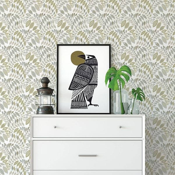 Fiddlehead Grey Botanical Wallpaper