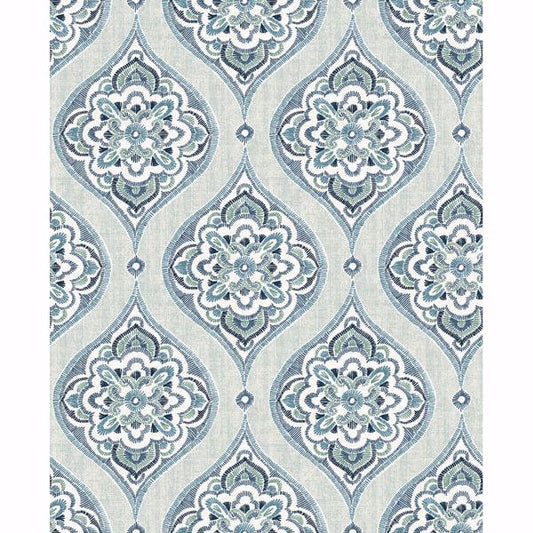 Adele Aqua Damask Wallpaper