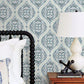 Adele Aqua Damask Wallpaper