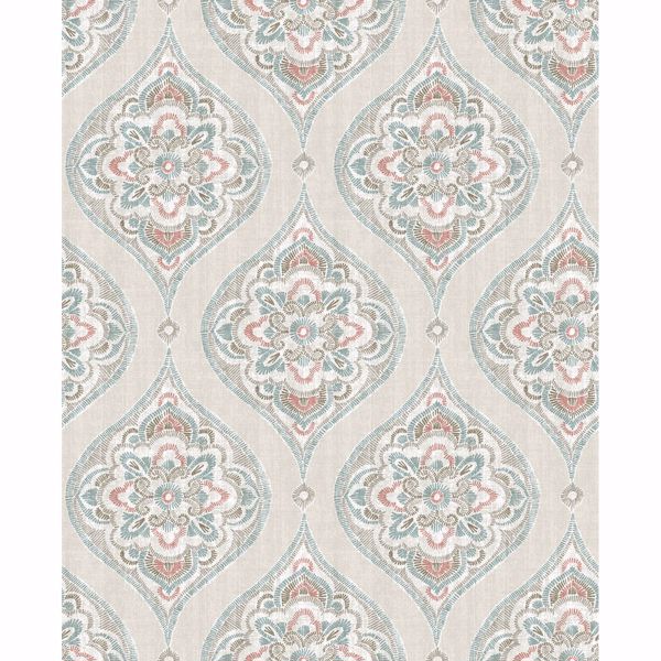 Adele Teal Damask Wallpaper