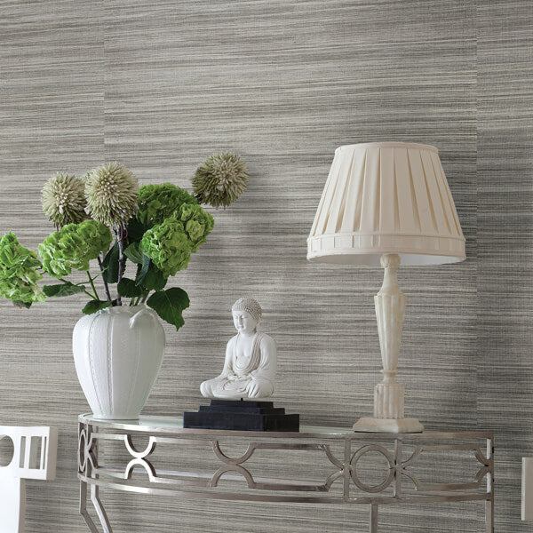 Nathan Silver Grasscloth Wallpaper