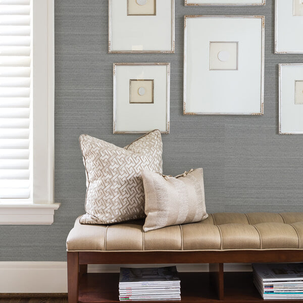 Binan Grey Grasscloth Wallpaper