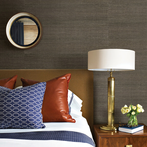 Ming Taupe Grasscloth Wallpaper