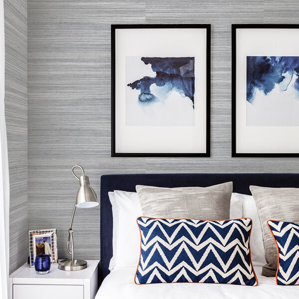 Baishin Silver Grasscloth Wallpaper