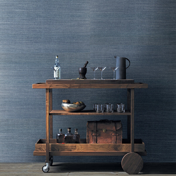 Lamphu Blue Sisal Grasscloth Wallpaper