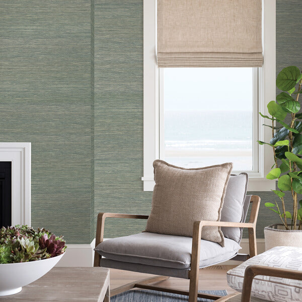 Batad Green Grasscloth Wallpaper