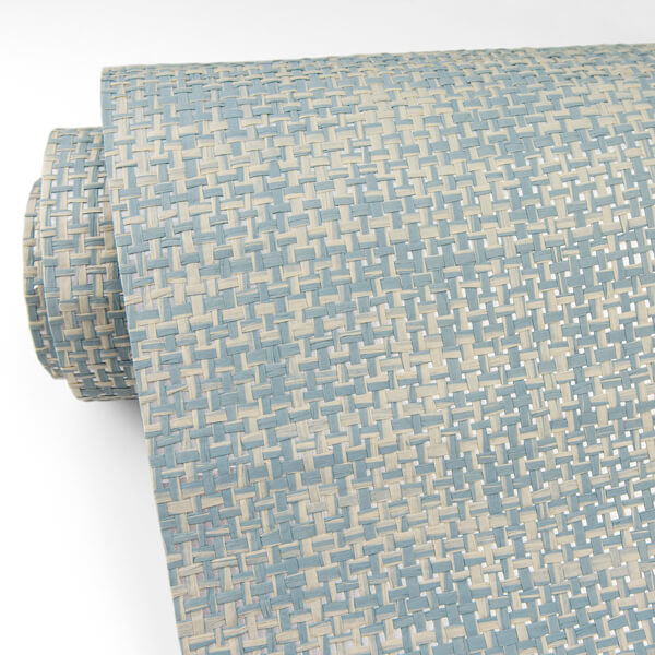 Arlyn Light Blue Grasscloth Wallpaper