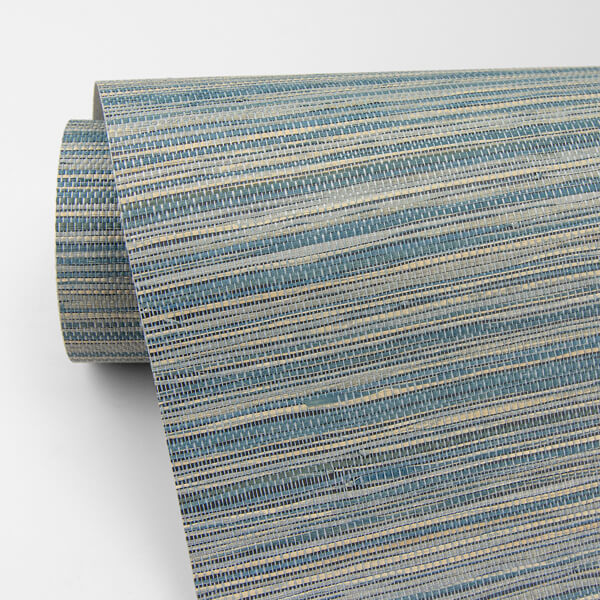 Pattaya Blue Grasscloth Wallpaper