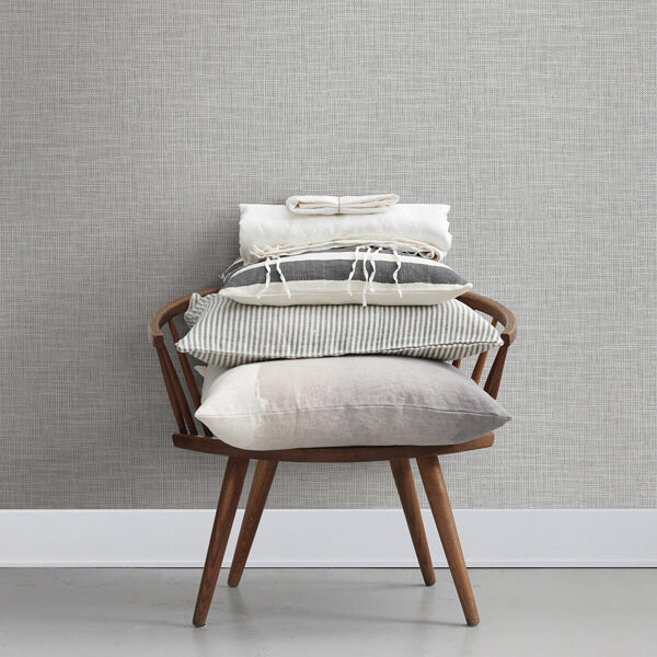In The Loop Grey Faux Grasscloth Wallpaper