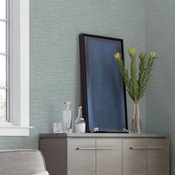 In The Loop Sage Faux Grasscloth Wallpaper