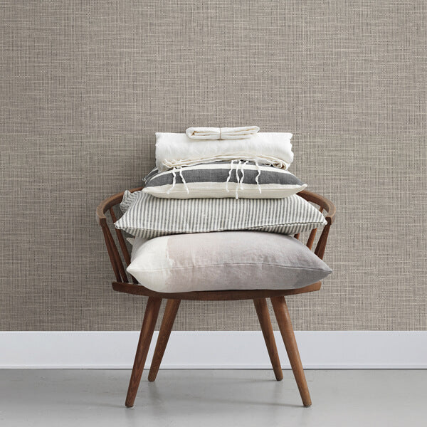 In The Loop Cream Faux Grasscloth Wallpaper