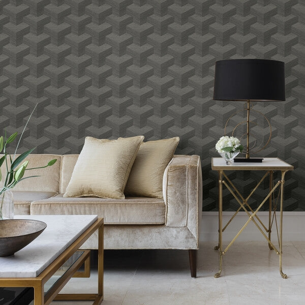 Y Knot Grey Geometric Texture Wallpaper