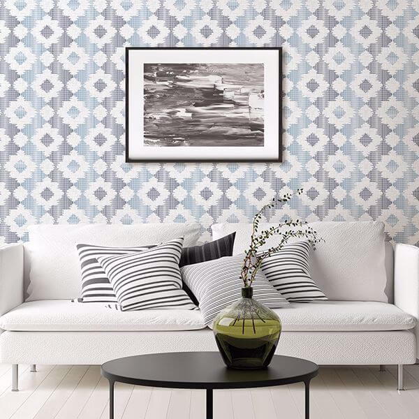 Babylon Blue Abstract Floral Wallpaper