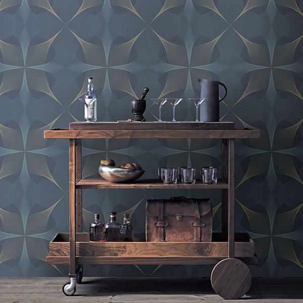 Radius Navy Geometric Wallpaper