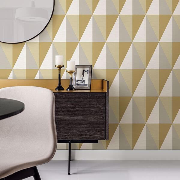 Aspect Yellow Geometric Faux Grasscloth Wallpaper