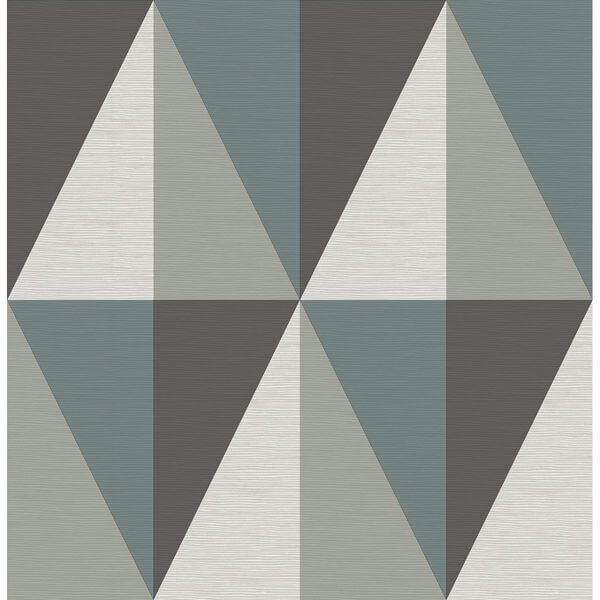 Aspect Teal Geometric Faux Grasscloth Wallpaper