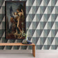 Aspect Teal Geometric Faux Grasscloth Wallpaper