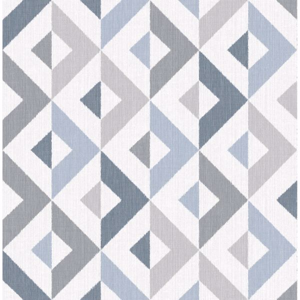Seesaw Slate Geometric Faux Linen Wallpaper