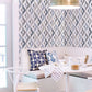 Seesaw Slate Geometric Faux Linen Wallpaper