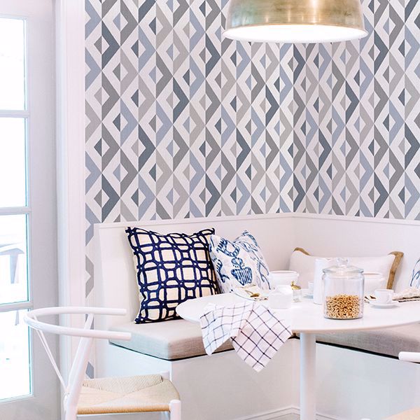 Seesaw Slate Geometric Faux Linen Wallpaper
