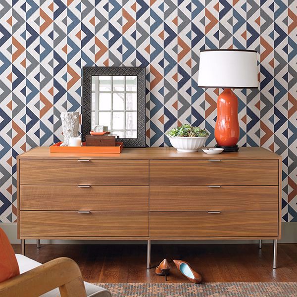 Seesaw Multicolor Geometric Faux Linen Wallpaper