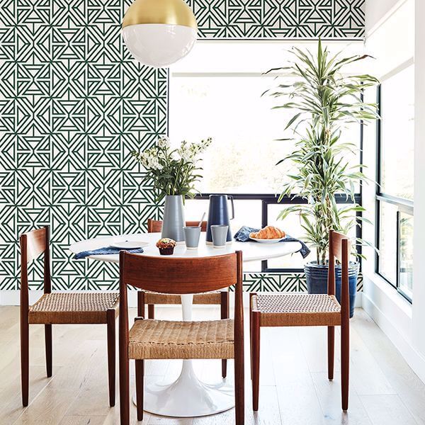 Helios Green Geometric Wallpaper