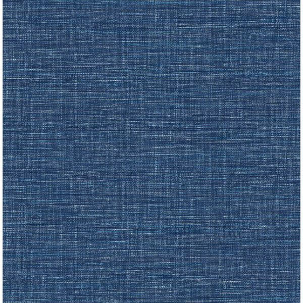 Exhale Dark Blue Faux Grasscloth Wallpaper