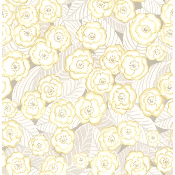 Emery Light Yellow Floral Wallpaper