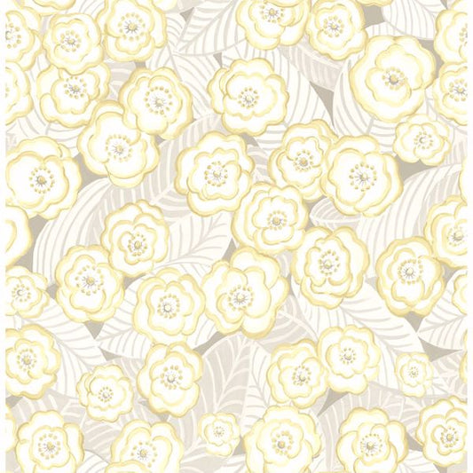 Emery Light Yellow Floral Wallpaper