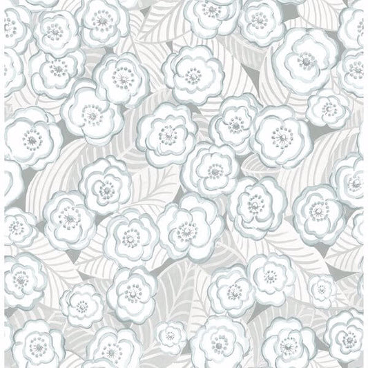 Emery Light Blue Floral Wallpaper