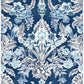 Vera Blue Floral Damask Wallpaper