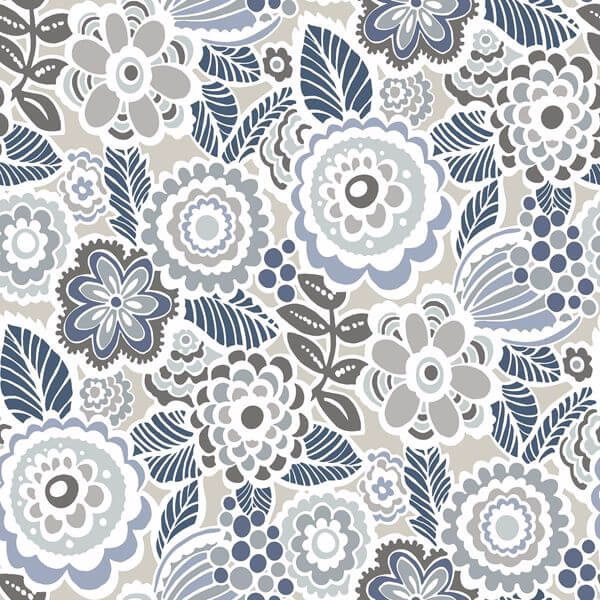 Lucy Grey Floral Wallpaper