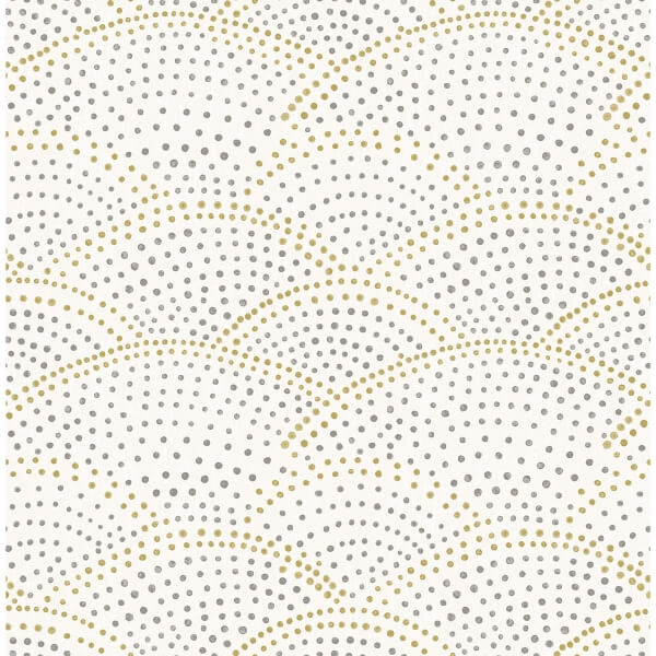 Bennett Grey Dotted Scallop Wallpaper