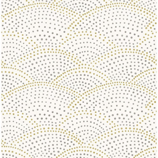 Bennett Grey Dotted Scallop Wallpaper